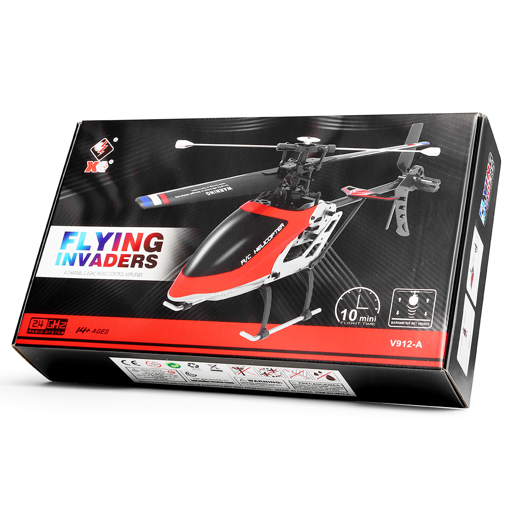 XK V912-A 2.4G 4CH RC Helicopter Altitude Hold Dual Motor RTF - Eén batterij