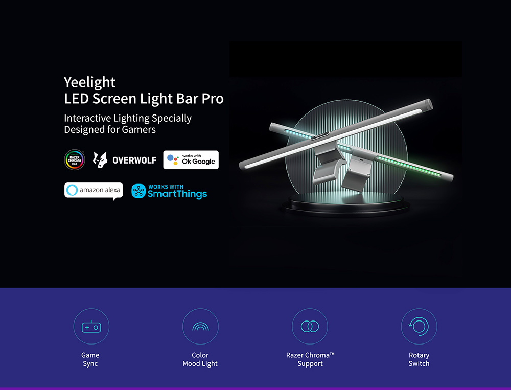 Yeelight LED kijelző függőlámpa Pro, kompatibilis a Razer Chroma és az Overwolf termékkel