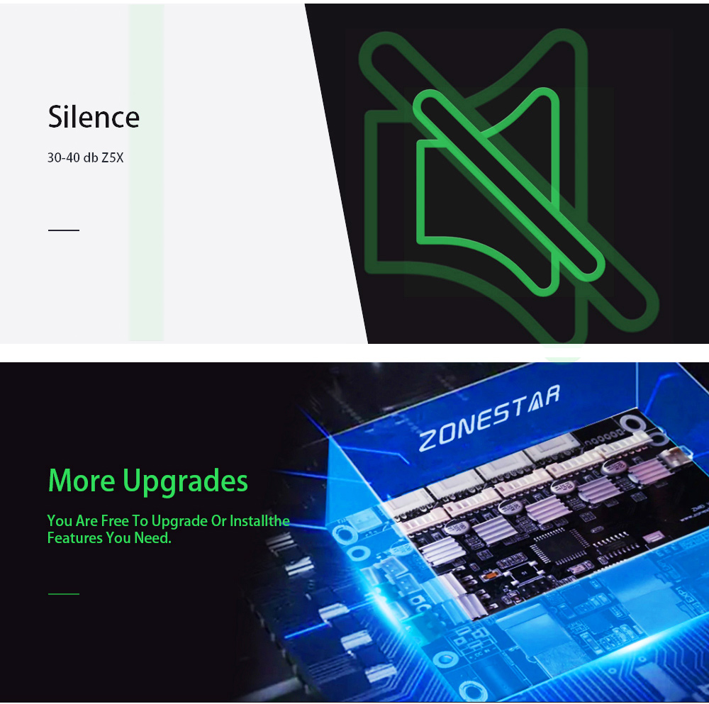 Zonestar Z5X 3D Yazıcı, Opsiyonel Çift Ekstrüzyon Otomatik Karıştırma Renkli Ultra Sessiz Yüksek Hassasiyetli 300x300x400mm