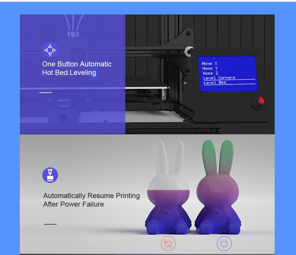 Zonestar Z8T 3D Printer Auto Leveling Adjustable Three Extruder Design Mix-color Printing 300x300x400mm