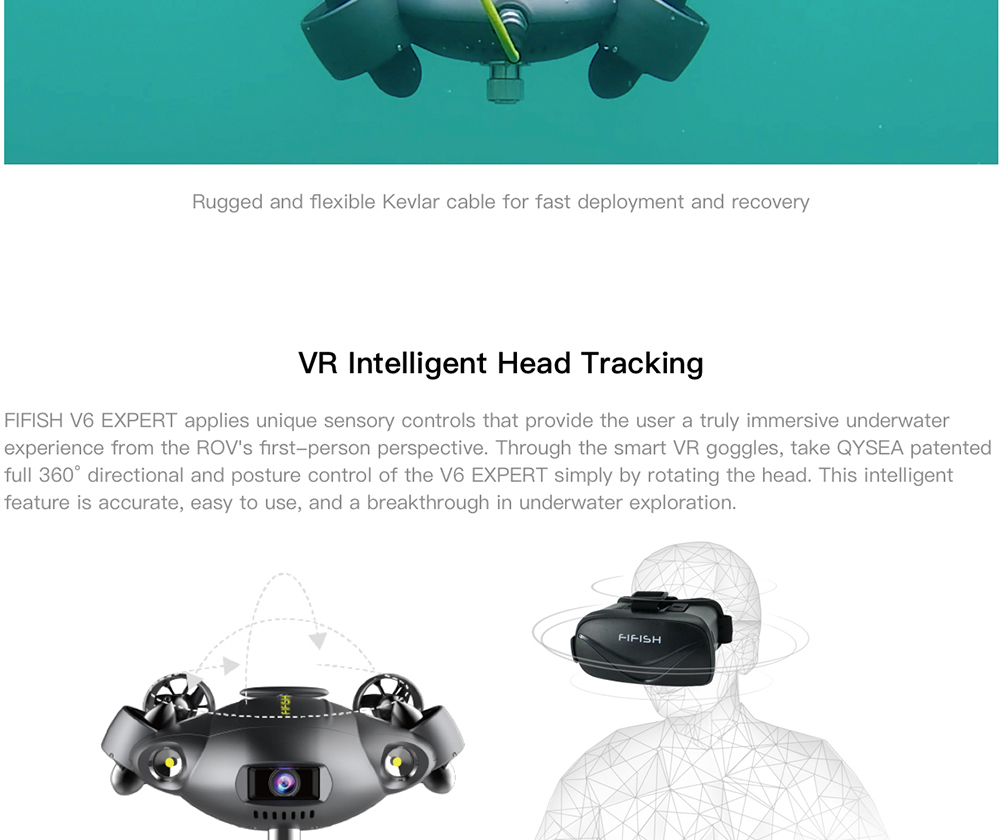FIFISH V6 EXPERT Multi-functional Underwater Robot Productivity Tool With 4K UHD Camera 100m Depth Rating Underwater Drone M100 Package