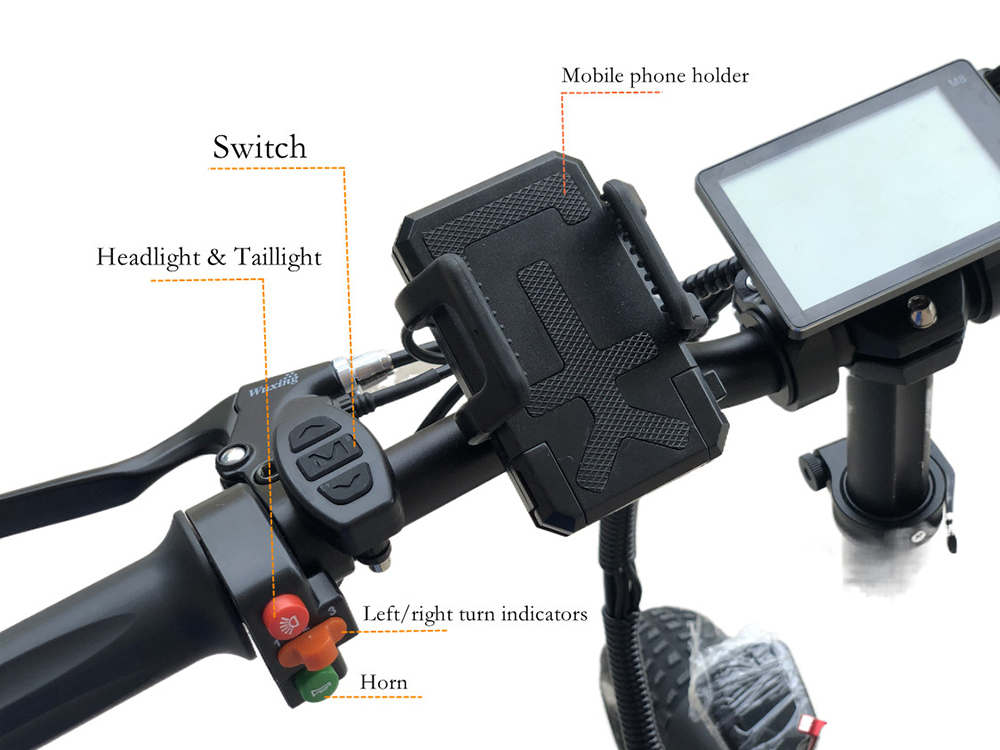 CMACEWHEEL Y20 Electric Moped Bike 20 x 4.0 Fat Tires Five Speeds 750W Motor 15AH Battery Smart Display 70-100km Range in electric assist mode Spoke wheels with Rear-view Mirror and Turn Signal - Black