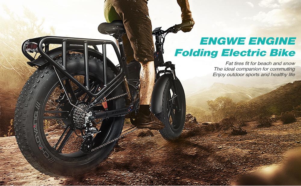 ENGWE ENGINE Pro Folding Electric Bicycle 20*4 inch Fat Tire 750W Brushless Motor 48V 12.8Ah Battery 45km/h Max Speed up to 55km Range 8 Speed System LCD Smart Display Hydraulic Disc Brakes - Black