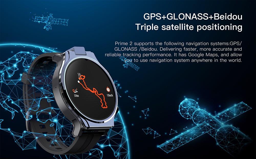 Kospet Prime 2 Bluetooth Smartwatch 4G LTE Watch Phone 2.1 Inch Touch Screen Helio P22 13MP Camera Android 10 4GB RAM 64GB ROM 1600mAh Battery Face Unlock Multi-language - Black