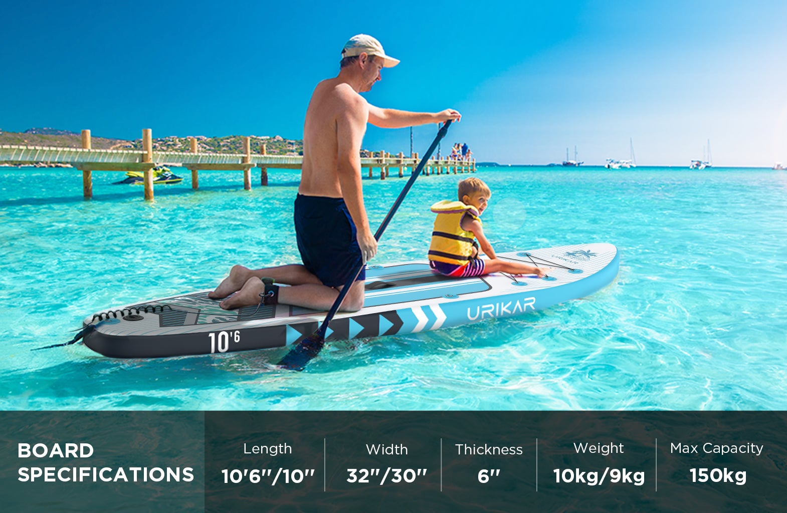 Urikar Inflatable Paddleboard 10'6" Versatile Sup Board with Accessories Set-Pump Carrier Waterproof Dry Bag - Pink