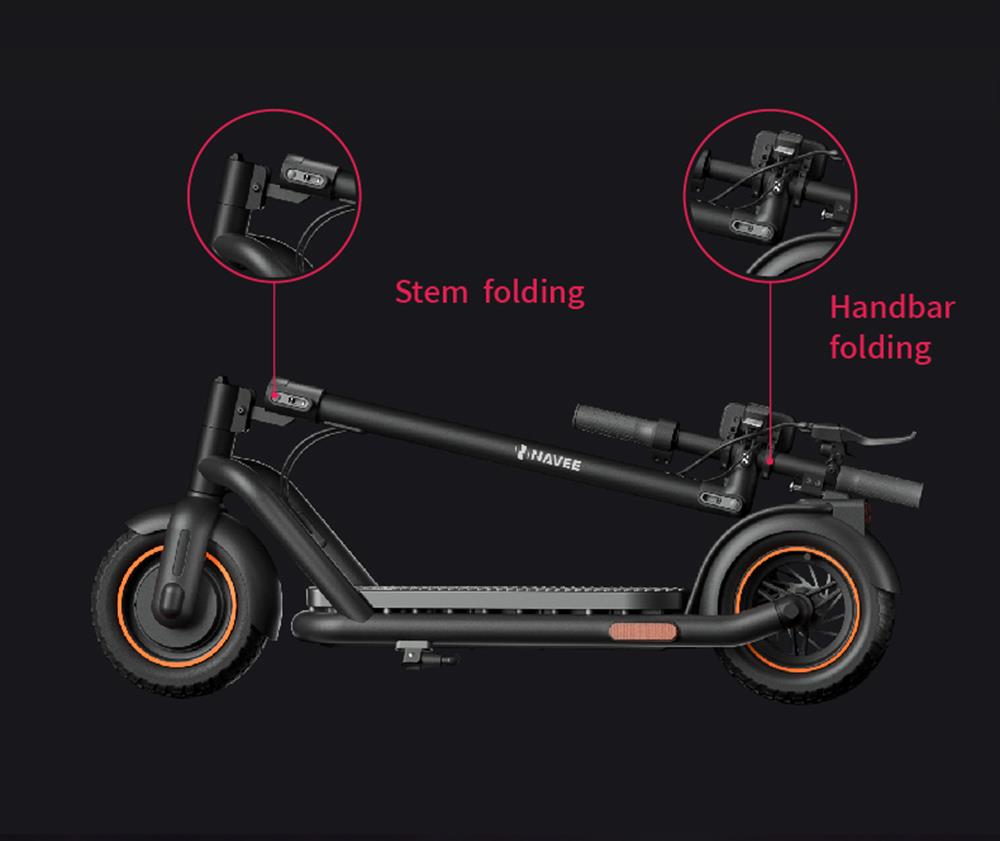 NAVEE N65 10-inch Folding Electric Scooter 500W Motor 25km/h 48V 12.5Ah Battery Max Range 65KM Disc Brake IPX4 Waterproof Bluetooth APP by Xiaomiyoupin - Black