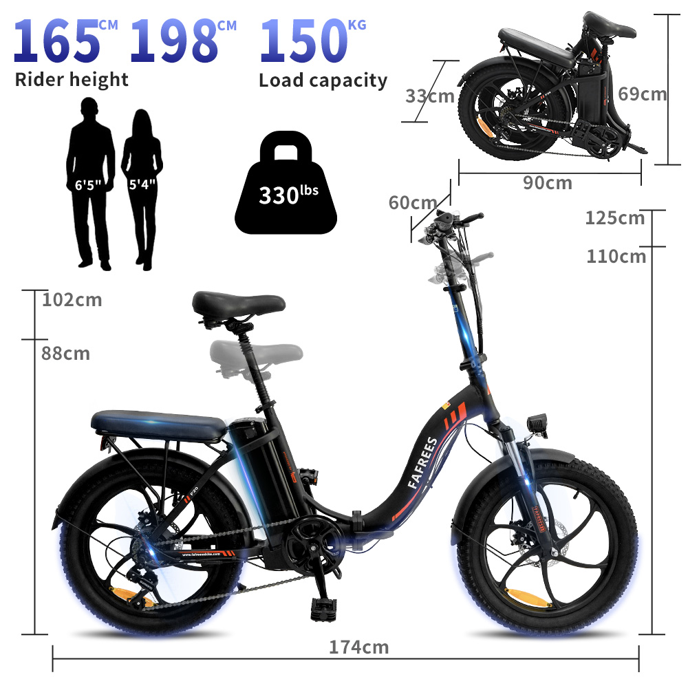 FAFREES F20 Electric Bike 20 Inch 250W Motor 36V 15Ah Lithium-ion Battery SHIMANO 7 Speed IP54 Waterproof - Red