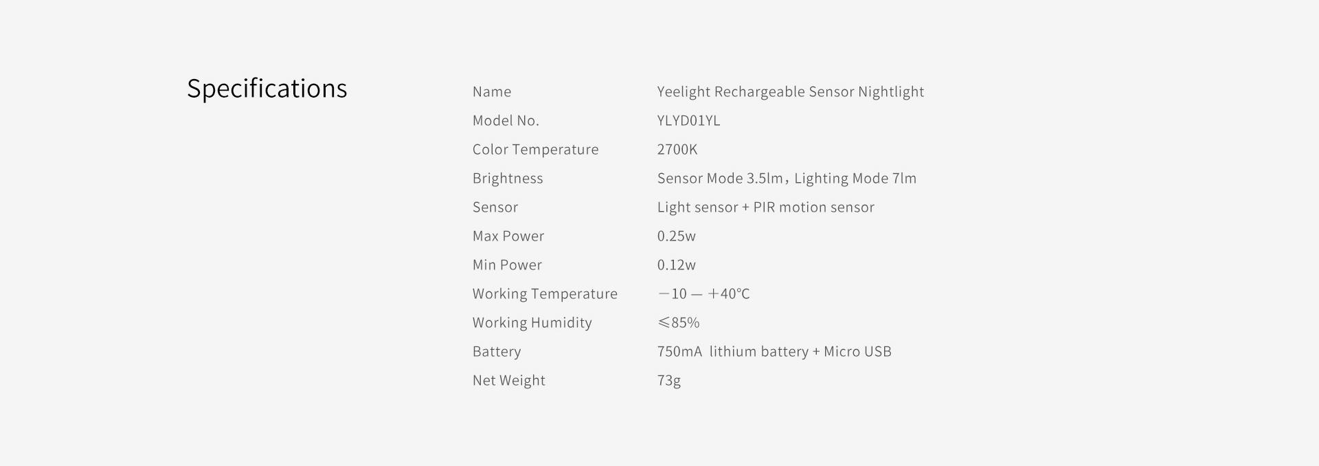 Xiaomi Yeelight YLYD01YL LED Sensor Night Light Body Motion IR Sensor Magnetic USB Rechargeable Lamp -White