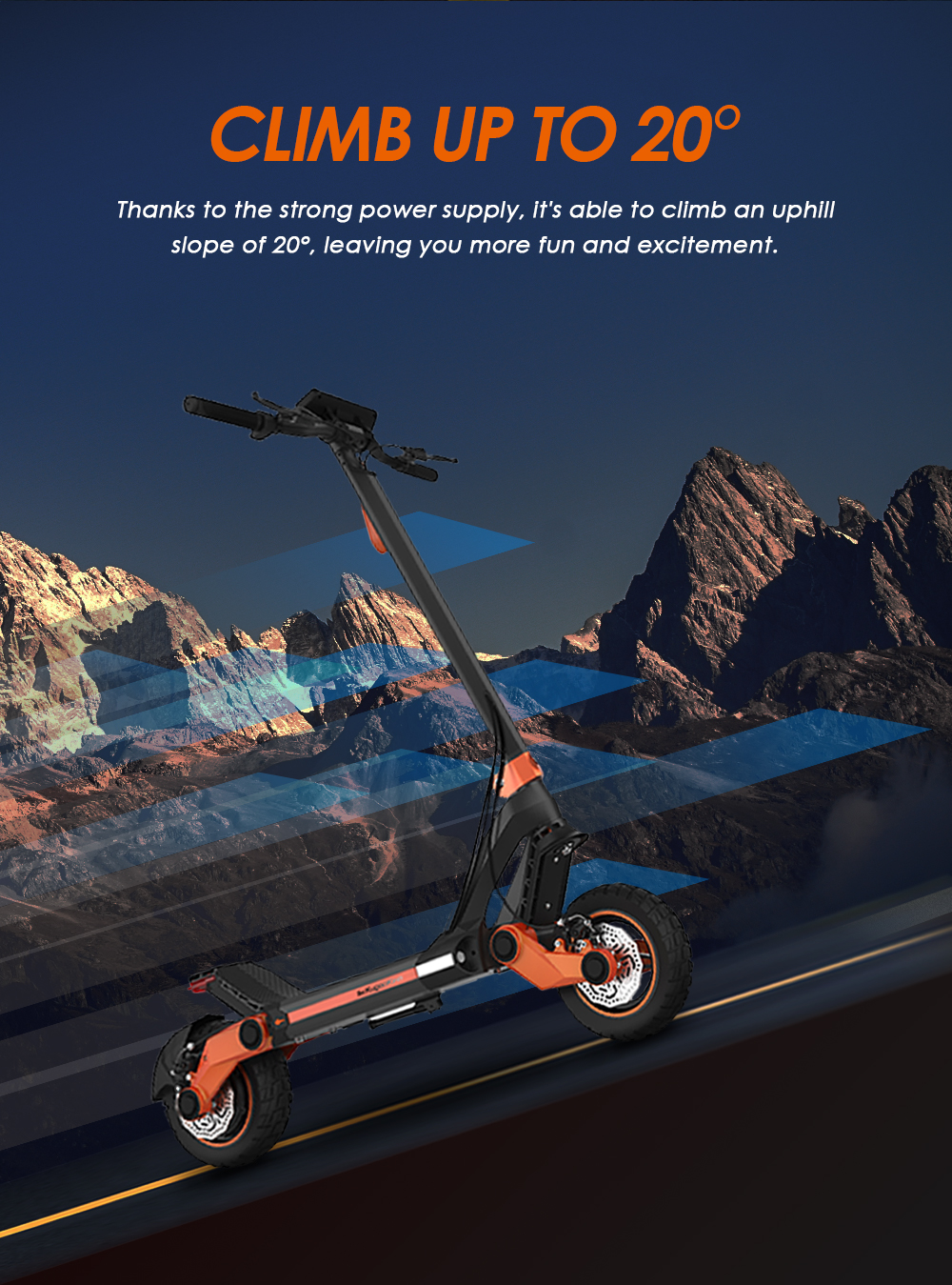 KUGOO KIRIN G3 Adventurers Scooter électrique 1200W moteur arrière 52V 18Ah batterie au lithium écran tactile panneau de commande système de suspension TPU IPX4 - Noir