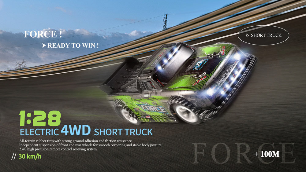 Wltoys 284131 1/28 2.4G 4WD RC Car with Light 30KM/H Short Course Drift Vehicle Models - Two Batteries