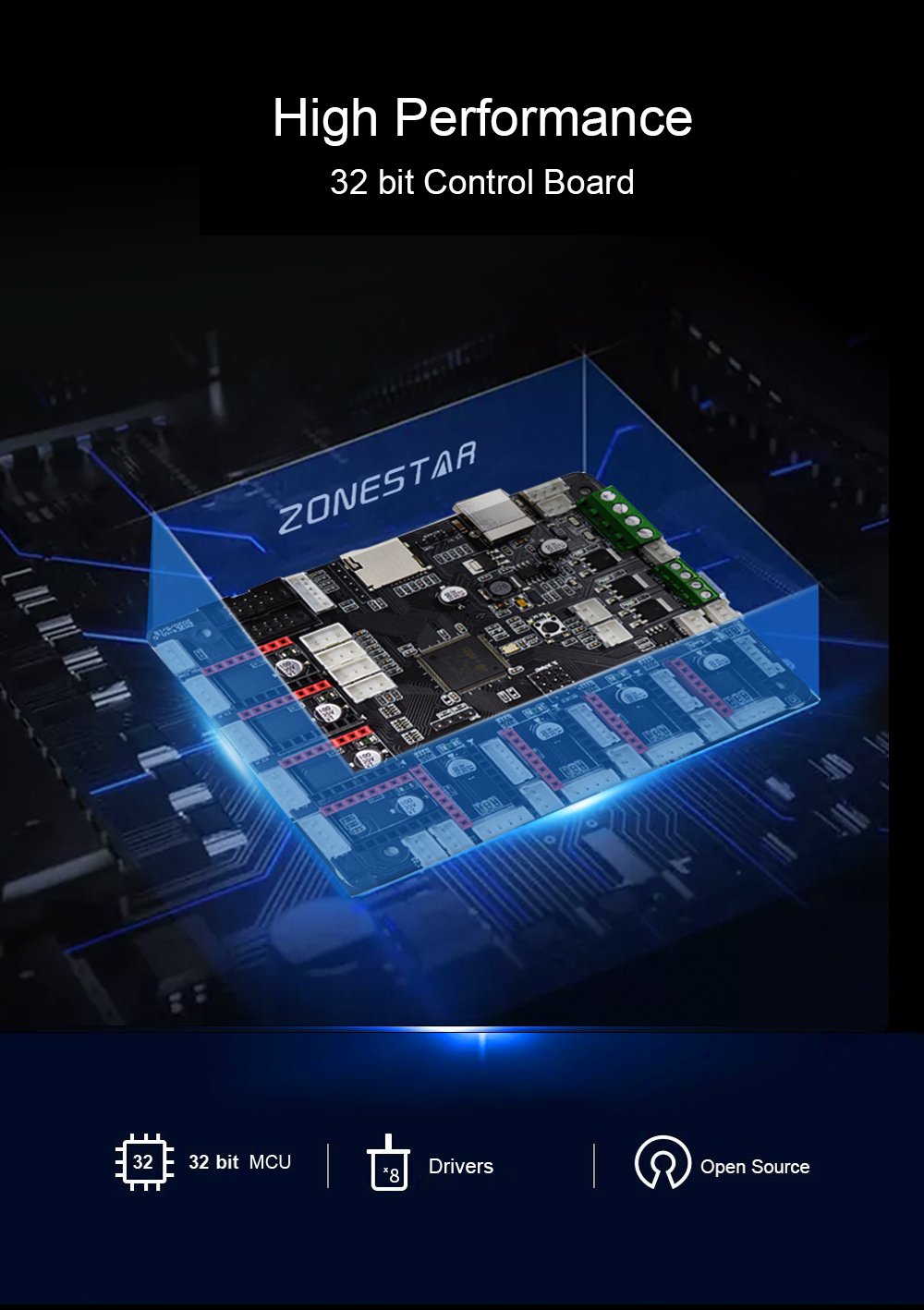 Imprimante 3D Zonestar Z8PM4 Pro 4 Titan Extruders, mélange de couleurs 4 en 1, mise à niveau automatique, carte mère 32 bits, écran LCD, source ouverte, 300*300*400mm