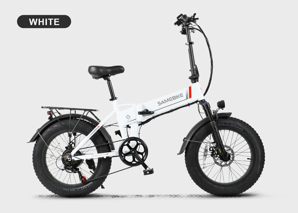 Samebike LOTDM200-FT Folding Electric Moped Bike 350W Motor 10Ah Battery Max 30km/h 20 Inch Tire - White