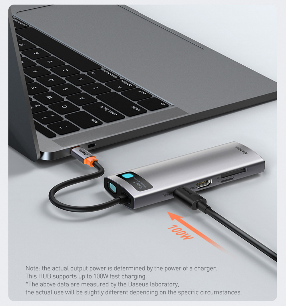 Baseus 8-w-1 Type-C USB 3.0 HUB Adapter do Laptopa Tablet Phone - Szary