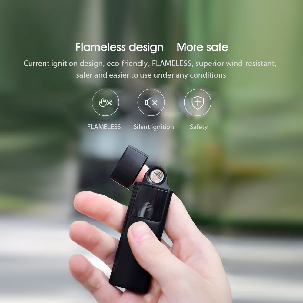 Beebest ولاعة السجائر الإلكترونية عديمة اللهب المشتعلة USB شاشة تعمل باللمس قابلة للشحن Windproof أداة الرجال