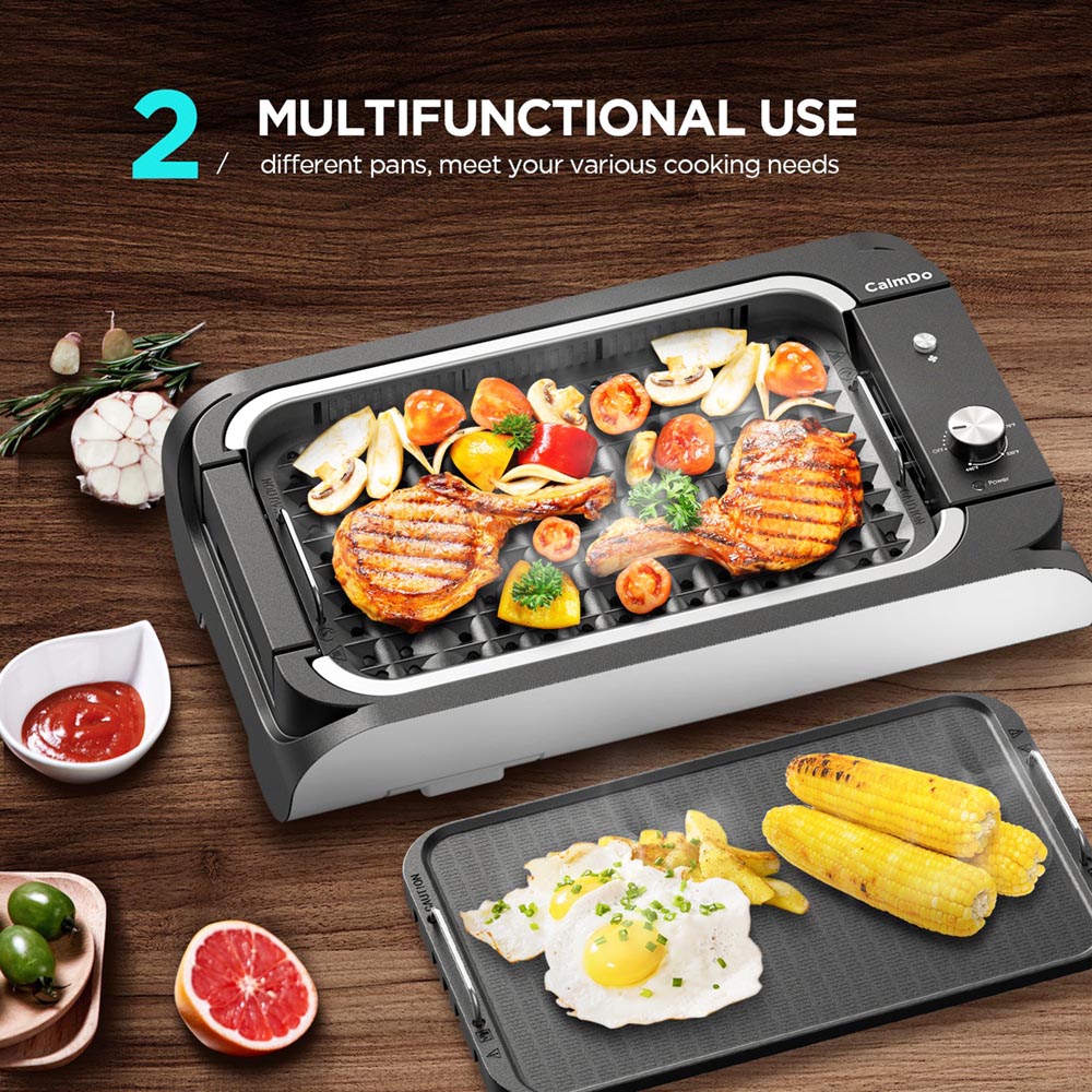 CalmDo Indoor Smokeless Grill 1000W Power Black