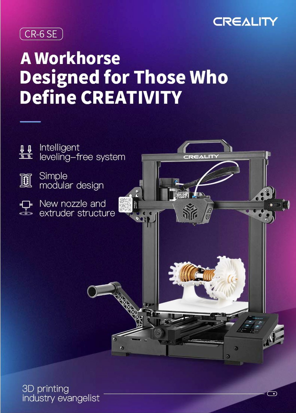 Creality CR-6 SE 3D Printer with True Leveling-free Technology, Photoelectric Filament Sensor, Trinamic Driver