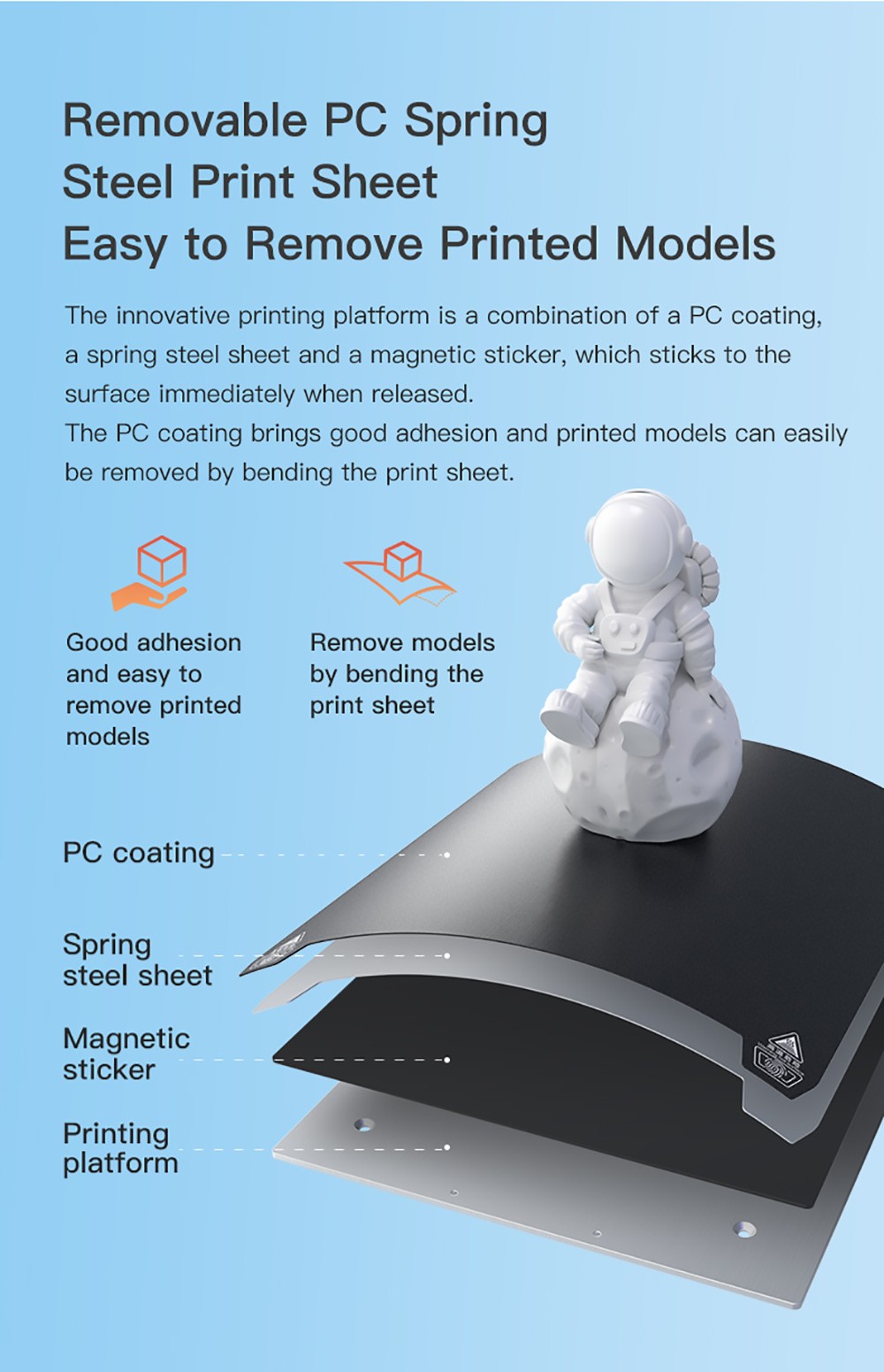 Creality Ender-3 S1 3D nyomtató, Sprite kétfokozatú közvetlen extruder, kettős Z-tengely szinkronizálás, hajlító rugós lap a kioldó nyomtatáshoz