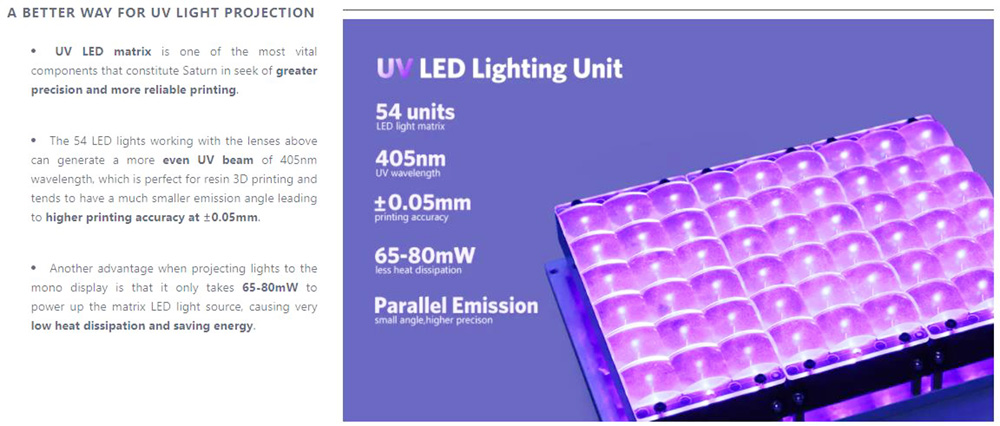 ELEGOO Saturn S MSLA Resin 3D Printer 4K Monochrome LCD Matrix UV LED Light Source Fast Printing 196mmx122mmx210m