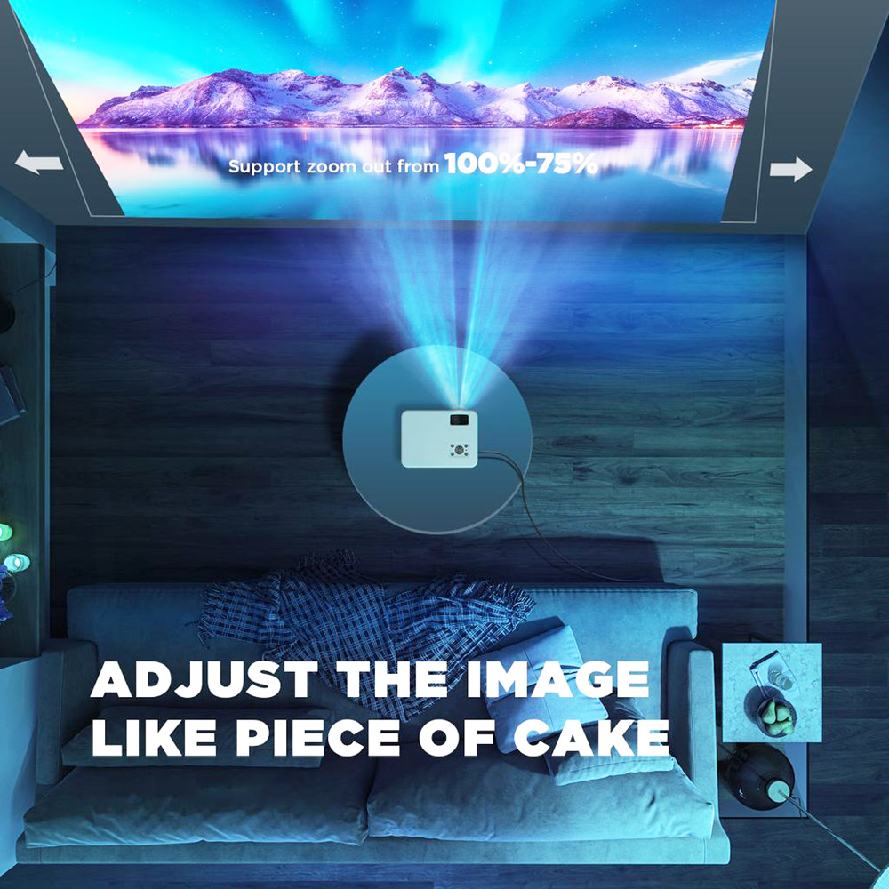 Bomaker C9 Projector Native 720P 200 ANSI Lumens iOS Android Wireless Screen Mirroring