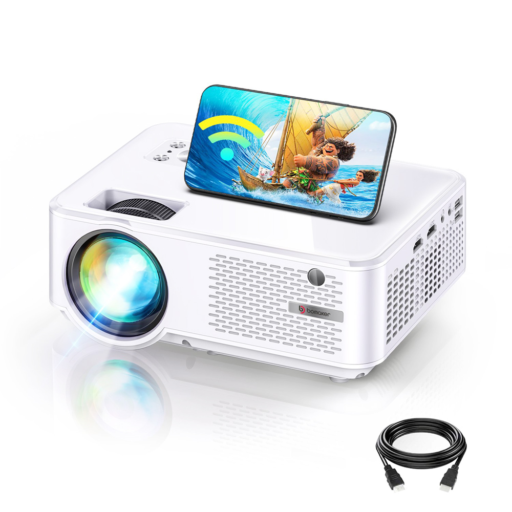 Bomaker C9 Projector Native 720P 200 ANSI Lumens iOS Android Wireless Screen Mirroring