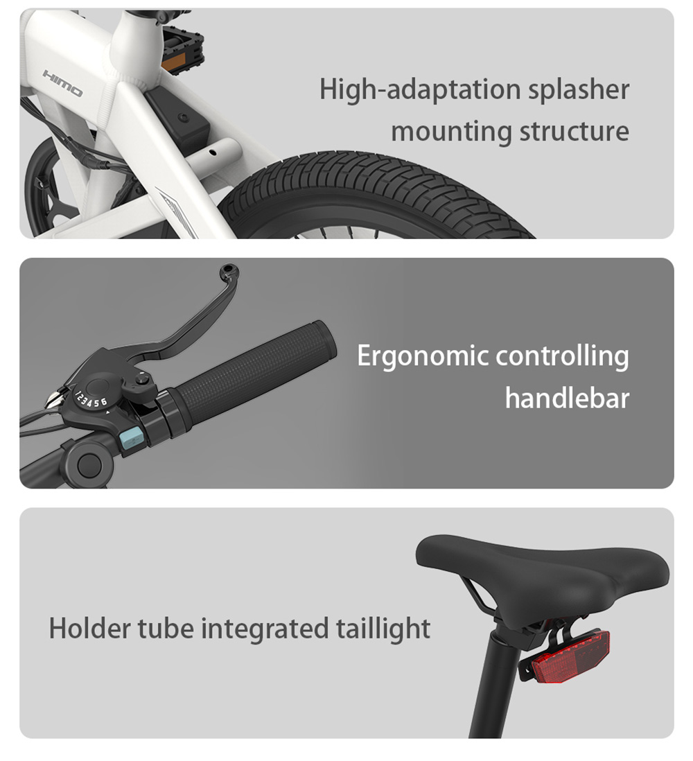 HIMO Z20 Max Electric Bicycle 250W Motor 20 Inches Up to 25Km/h with Pedal Throttle and E-assist Mode All-weather Tires - White