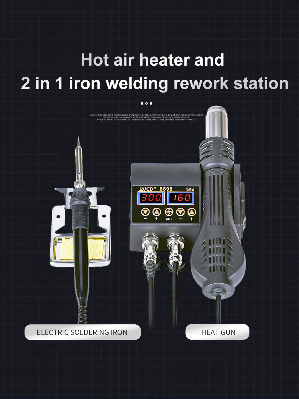 JCD 8898 2in1 Hot Air Heater And Soldering Iron