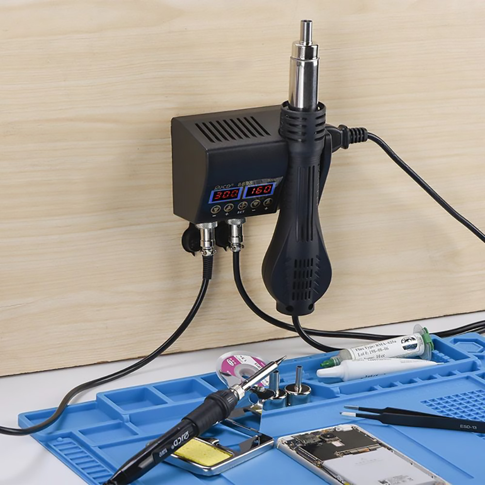 JCD 8898 2in1 750W Soldering Station Hot Air Gun Heater LCD Digital Display Soldering Iron Welding Rework Station