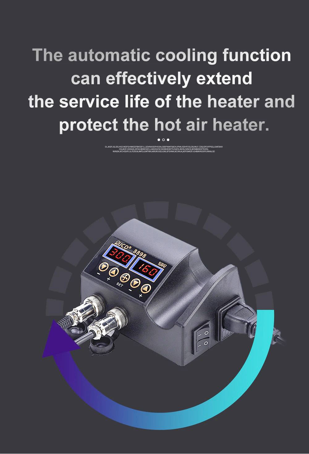 JCD 8898 2in1 750W Soldering Station Hot Air Gun Heater LCD Digital Display Soldering Iron Welding Rework Station