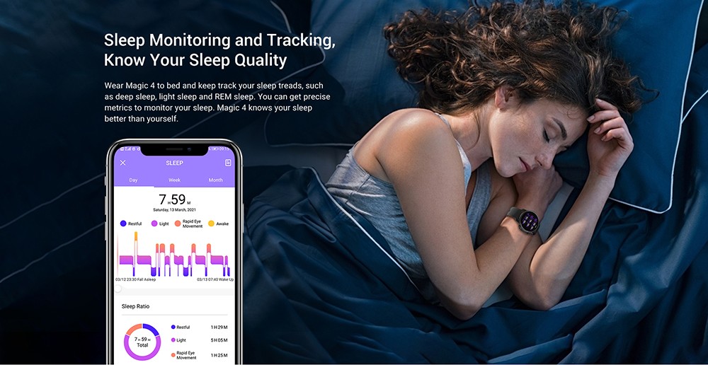 Kospet Magic 4 V5.0 Bluetooth SmartWatch 1.32-дюймовый сенсорный TFT-экран Монитор сердечного ритма и артериального давления Напоминание о менструальном периоде для женщин 20 спортивных режимов 5ATM Водонепроницаемость 30 дней в режиме ожидания Многоязычный - черный