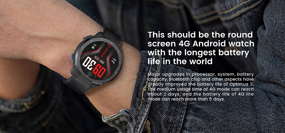 Kospet Optimus 2 Bluetooth Smartwatch 1.6 İnç Dokunmatik Ekran Helio P22 13MP Kamera Android 10.7 4GB RAM 64GB ROM 31 Spor Modları 5ATM Suya Dayanıklı 1260mAh Pil Çoklu Dil - Siyah