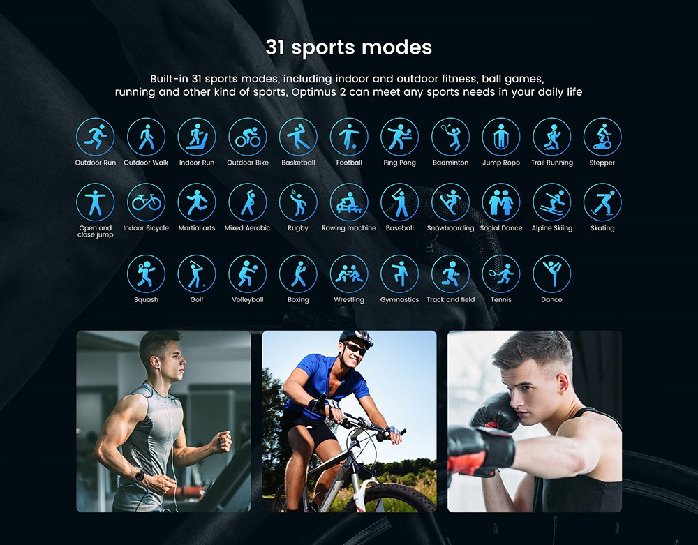 Kospet Optimus 2 Bluetooth Smartwatch 1.6 Inch Touch Screen Helio P22 13MP Camera Android 10.7 4GB RAM 64GB ROM 31 Sports Modes 5ATM Water Resistant 1260mAh Battery Multi-language - Black