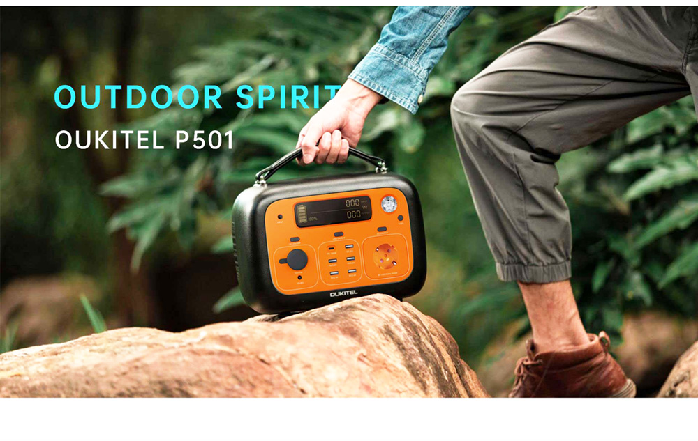 OUKITEL P501 Portable Power Station 505Wh 140400mAh Portable Generator 500W AC Outlet - Orange