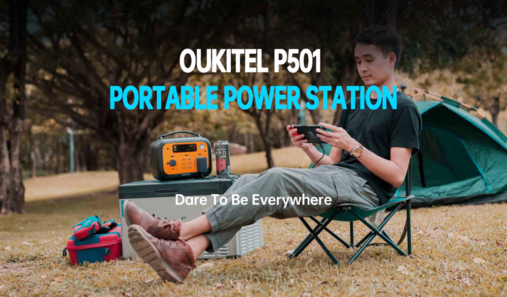 OUKITEL P501 Portable Power Station 505Wh 140400mAh Portable Generator 500W AC Outlet - Orange