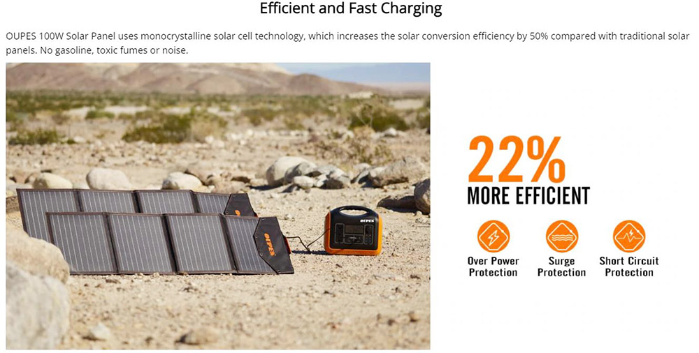 OUPES 600W Solar Generator Kit 600W 592Wh Portable Power Station&100W Monocrystalline Solar Panel for Camping Hiking