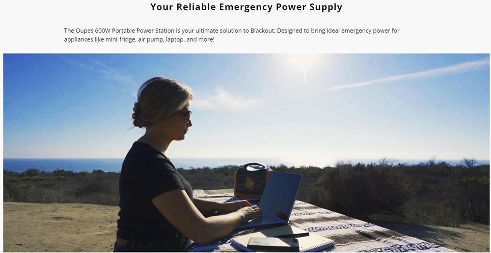 OUPES Portable Power Station 600W 592Wh Solar Generator Solar/USB-C/Car Socket/Wall Outlet/USB-C+Wall Outlet Recharge