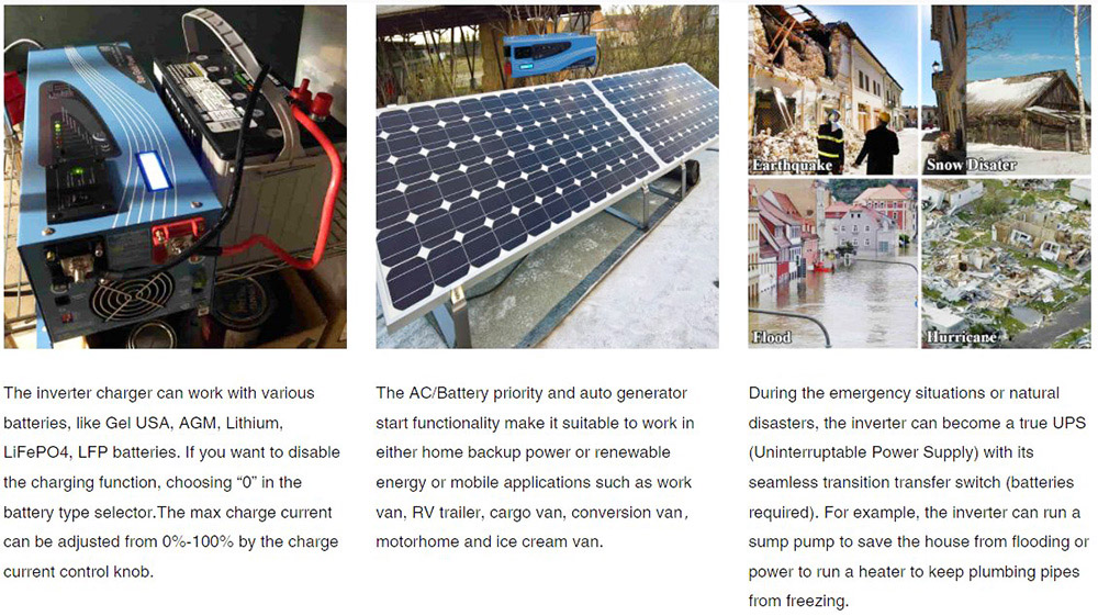 SunGoldPower 2000W DC 24V Pure Sine Wave Inverter with Charger