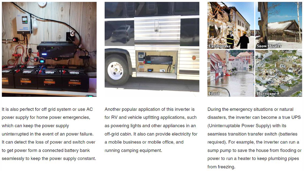 SunGoldPower 4000W DC 24V Split Phase Pure Sine Wave Inverter With Charger