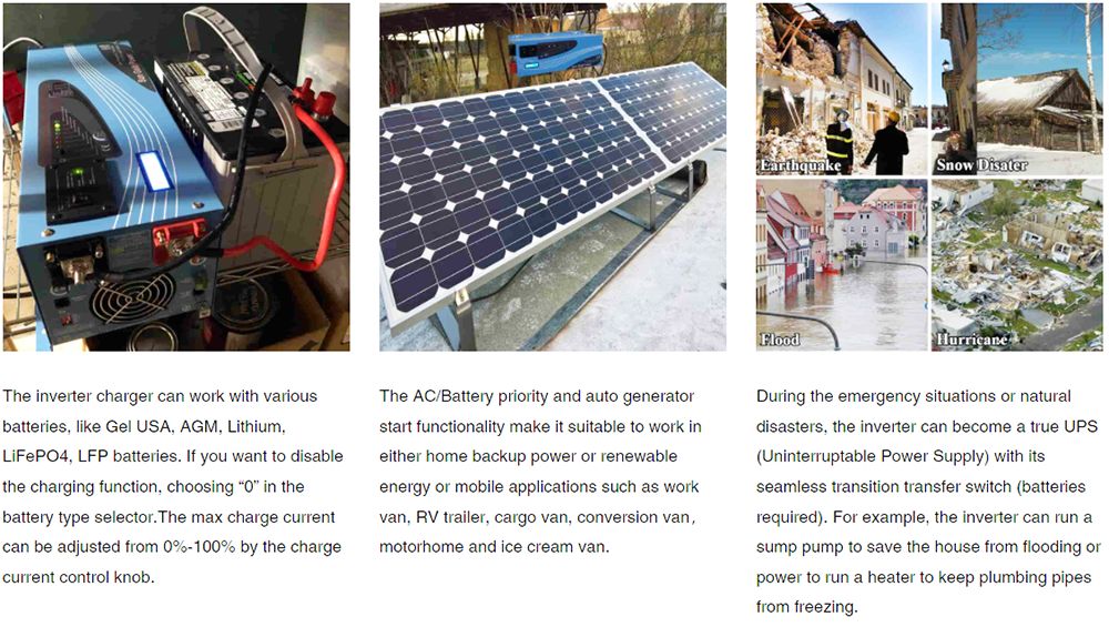 SunGoldPower 4000W DC 48V Pure Sine Wave Inverter With Charger