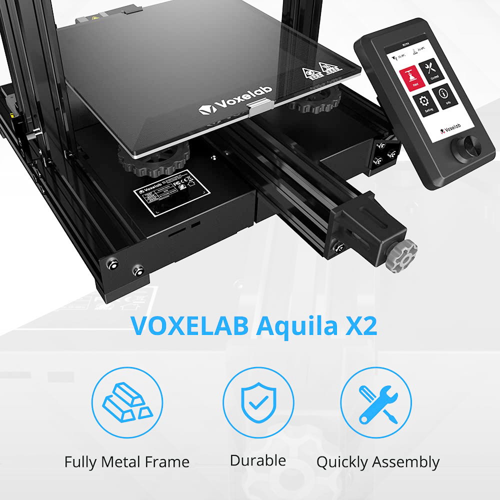 Voxelab Aquila X2 FDM 3D Printer 32-bit Silent Motherboard Resume Printing 4.3-inch Color LCD Screen 220x220x250mm