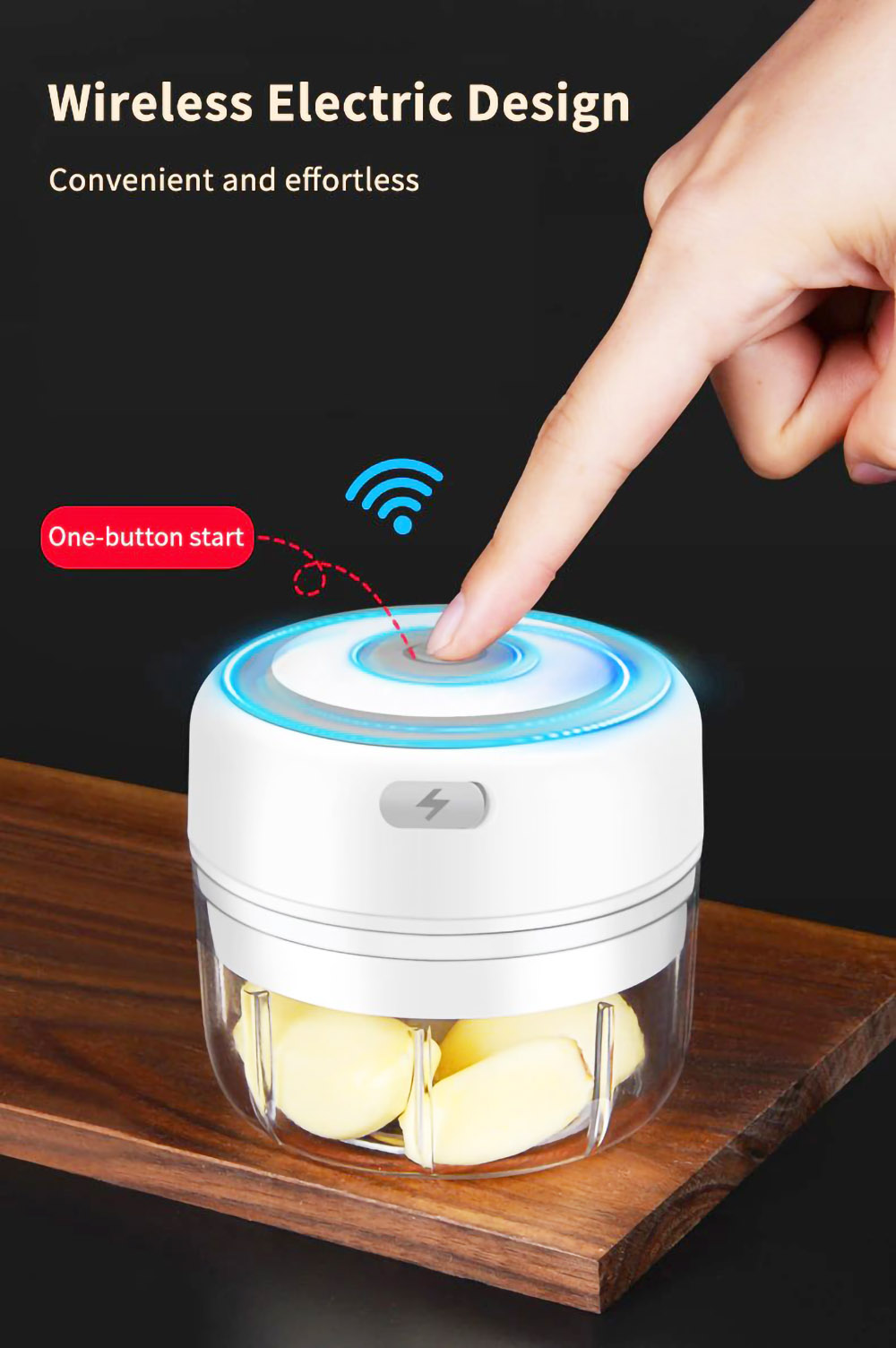 250ml Electric Garlic Masher Food Chopper Vegetable Meat Grinder USB Wireless Garlic Crusher Mini Food Processor Kitchen Tools