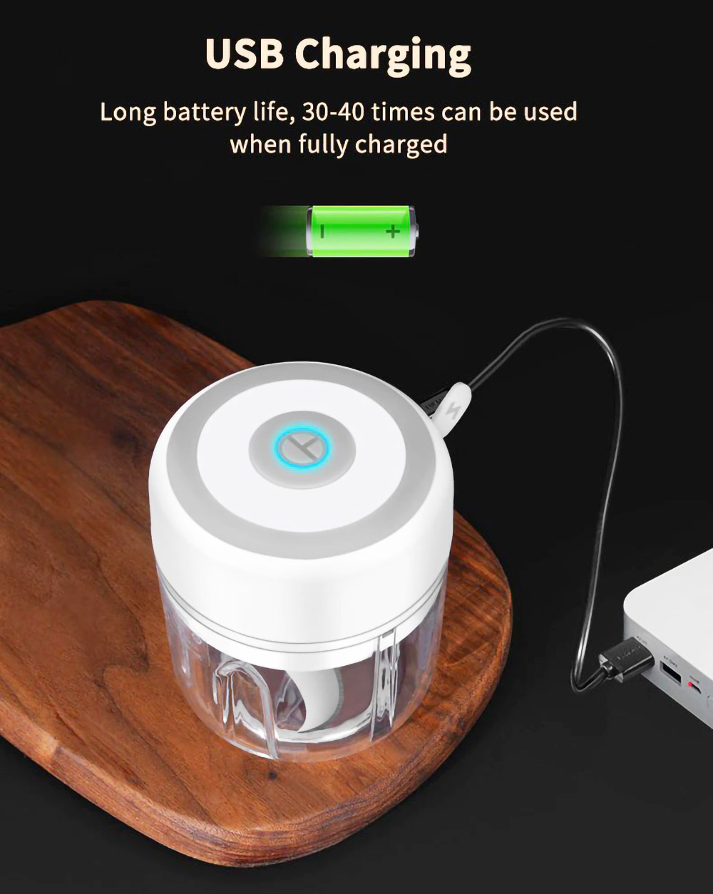 250ml Electric Garlic Masher Food Chopper Vegetable Meat Grinder USB Wireless Garlic Crusher Mini Food Processor Kitchen Tools