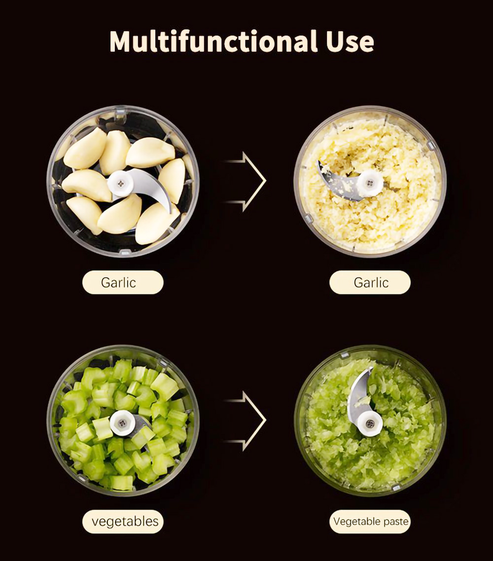 250ml Electric Garlic Masher Food Chopper Vegetable Meat Grinder USB Wireless Garlic Crusher Mini Food Processor Kitchen Tools