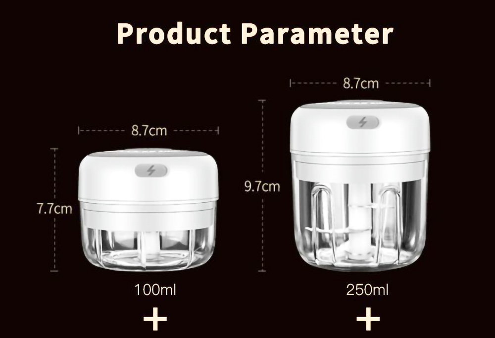 250ml Electric Garlic Masher Food Chopper Vegetable Meat Grinder USB Wireless Garlic Crusher Mini Food Processor Kitchen Tools