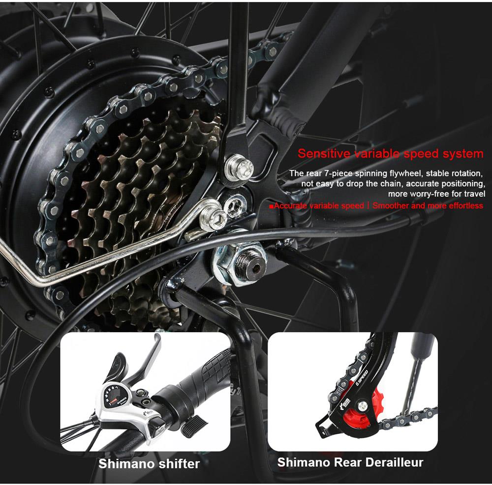 Samebike LOTDM200-FT Folding Electric Moped Bike 350W Motor 10Ah Battery Max 30km/h 20 Inch Tire - Black