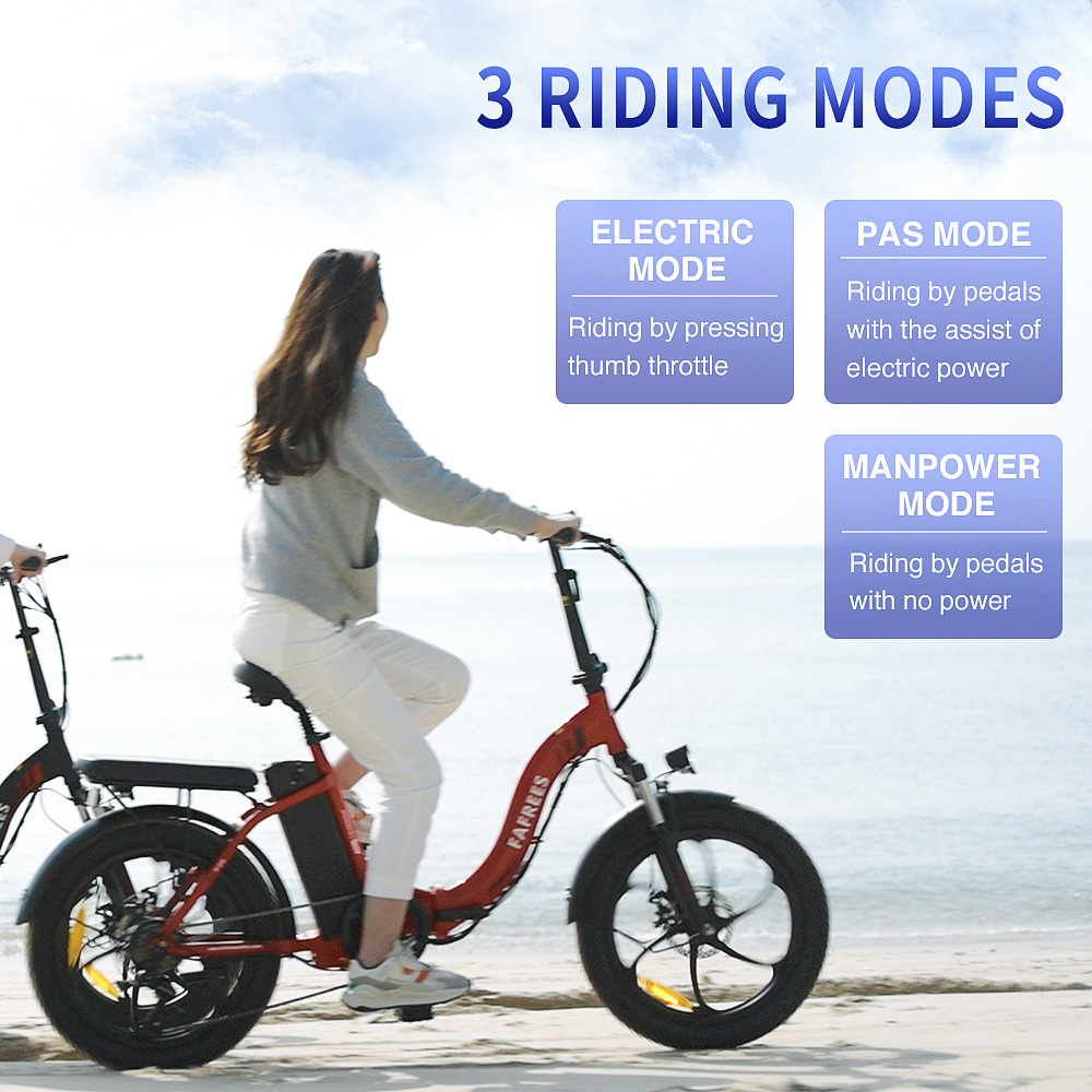 FAFREES F20 Electric Bike 20 Inch 250W Motor 36V 15Ah Lithium-ion Battery SHIMANO 7 Speed IP54 Waterproof - Red