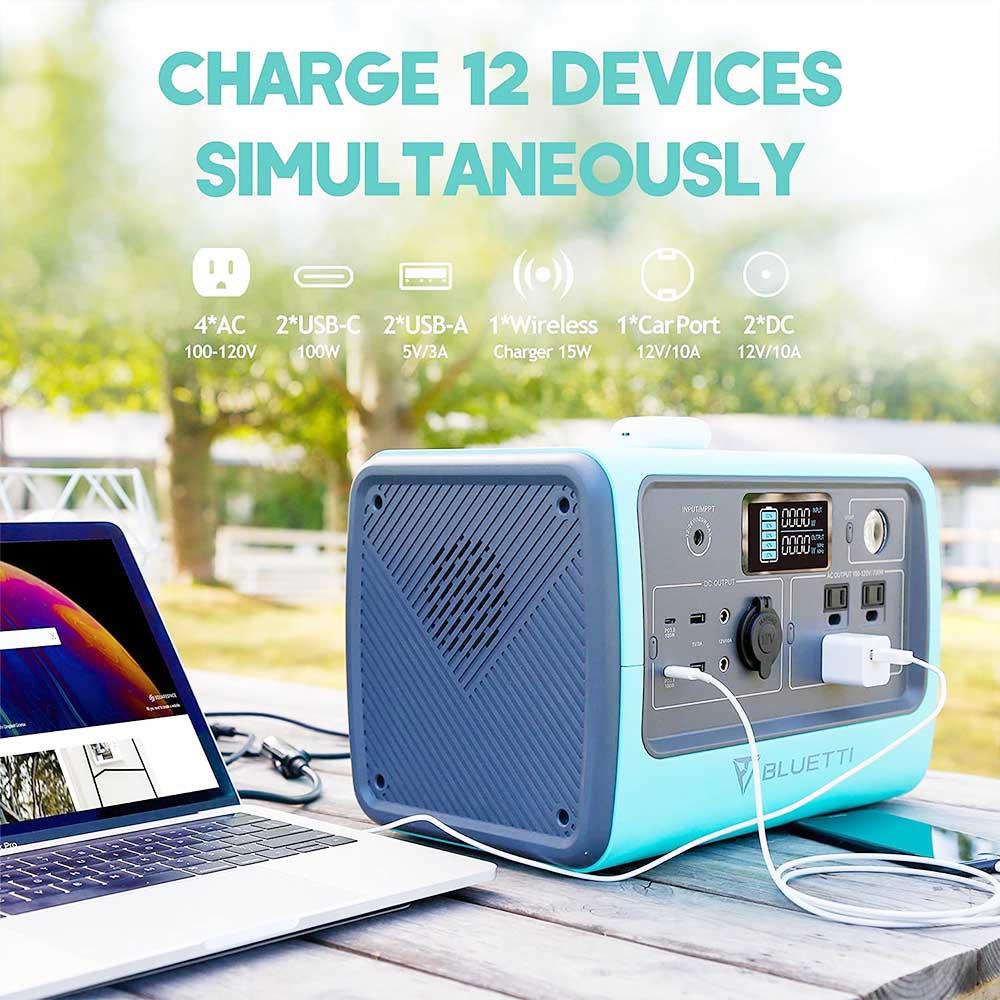 BLUETTI EB70 Portable Power Station 716Wh Solar Generator LiFePO4 Battery Backup 700W Inverter with 2x100W Type-C PD - Blue