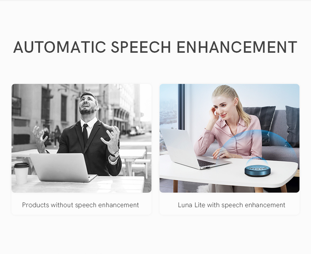 eMeet Luna Lite Portable Computer Speaker VoiceIA Noise Reduction Mode, USB, Bluetooth, AUX connection