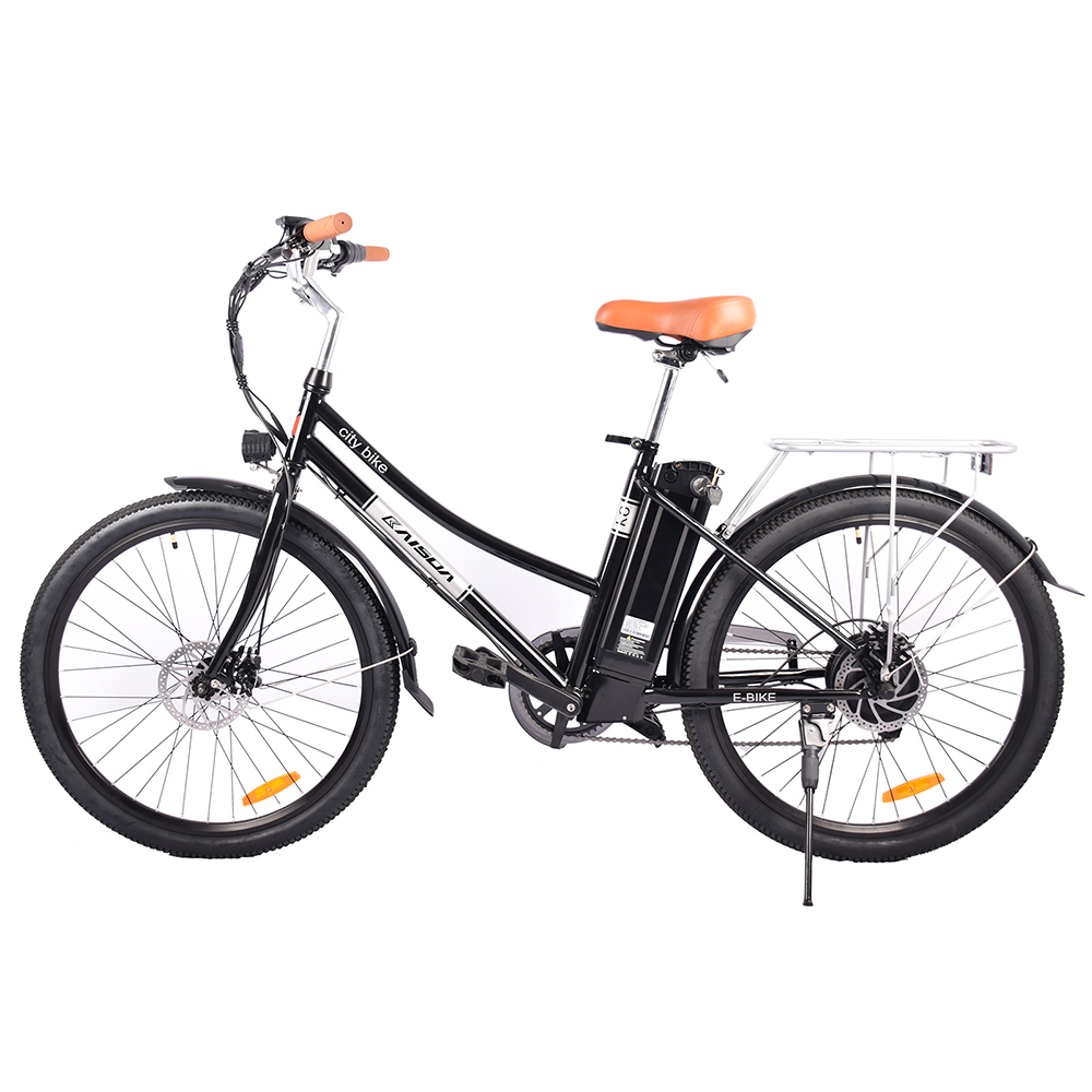 KAISDA K6 Electric City Bike 26 inch 36V 10Ah 350W Motor Shimano 7-speed e-bike waterproof IP54 LED Light  - White