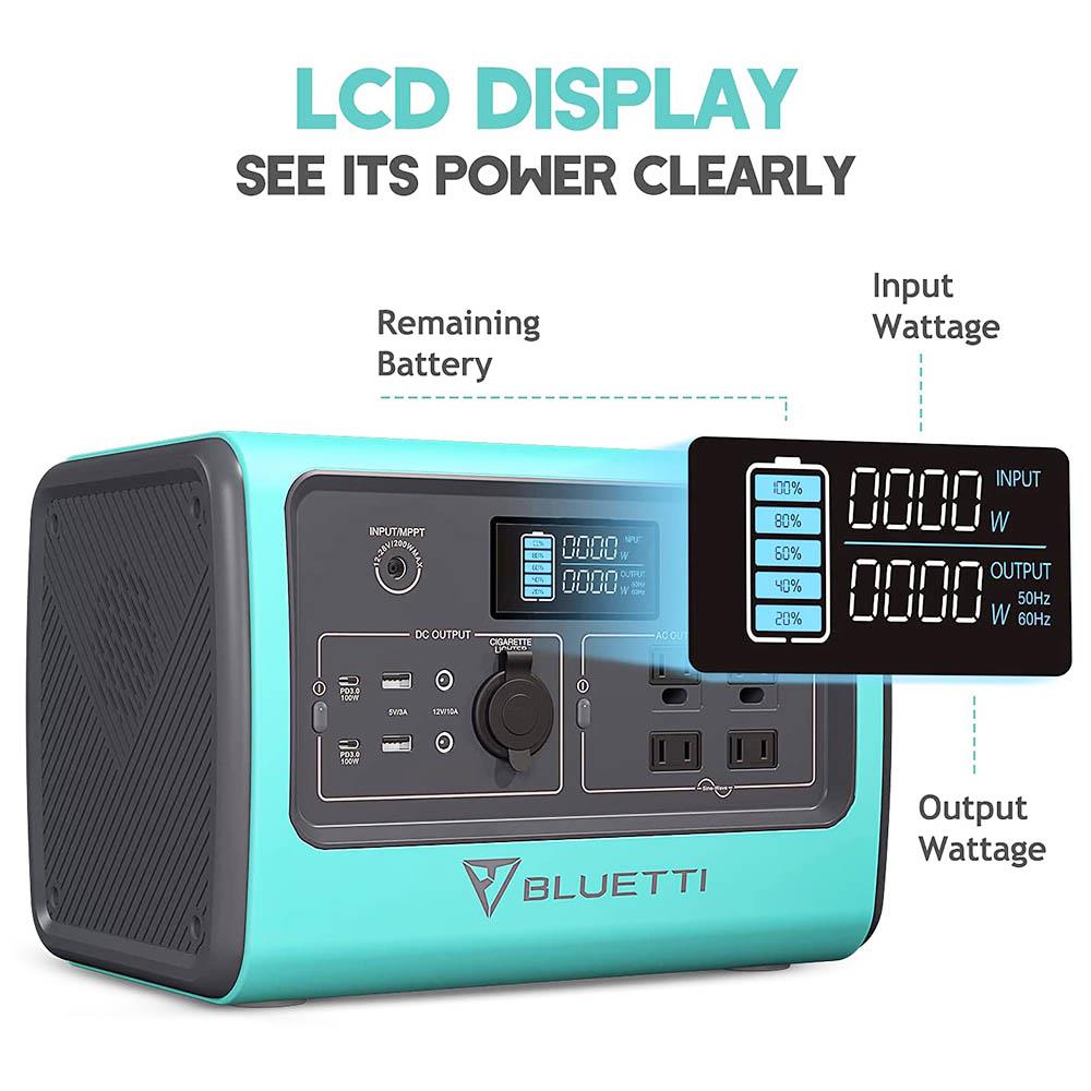 BLUETTI EB70 Portable Power Station 716Wh Solar Generator LiFePO4 Battery Backup 700W Inverter with 2x100W Type-C PD - Blue