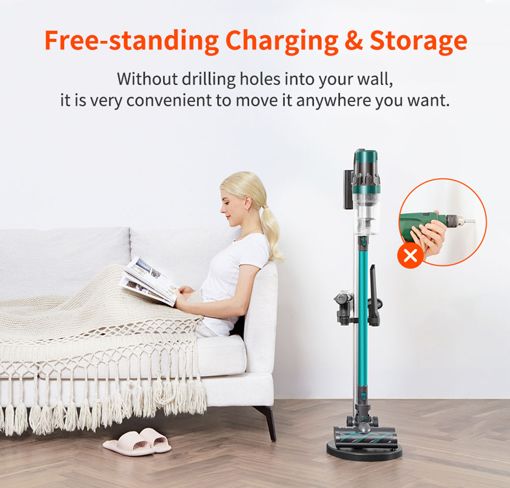 Ultenic U11 Cordless Vacuum Cleaner 25KPa Suction with Rechargeable Stand Holder LED Display & Removable Battery 3 Adjustable Modes 55mins Runtime - Green